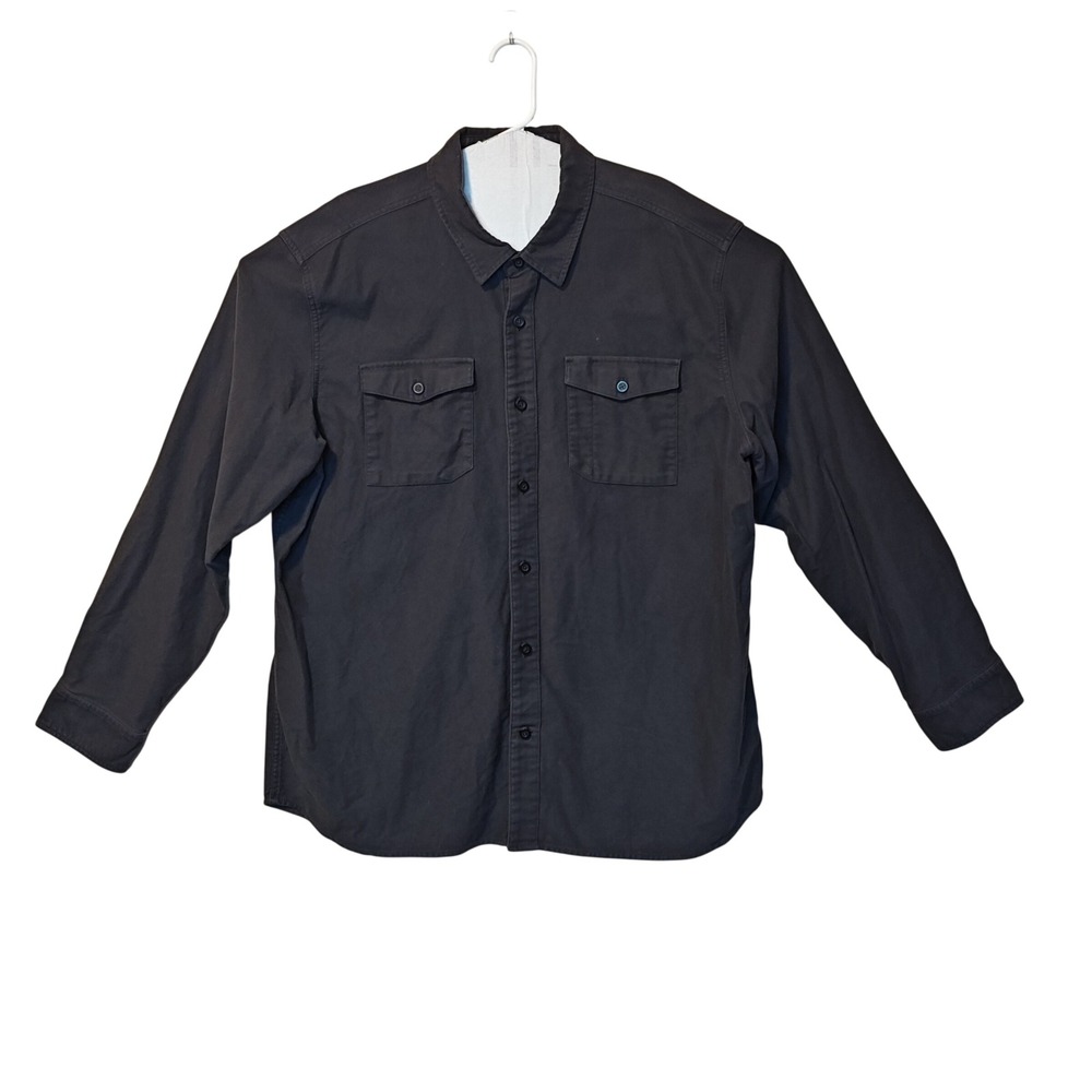 Royal Robbins Button Down Shirt Mens XXL Charcoal Gray Organic Cotton Twill